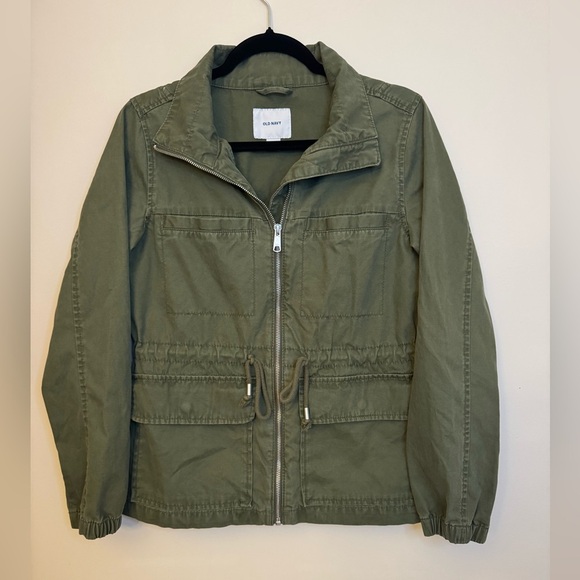 Old Navy Utility Jacket Women’s Small Olive Green Zip Front Drawstring Waist - Picture 7 of 7